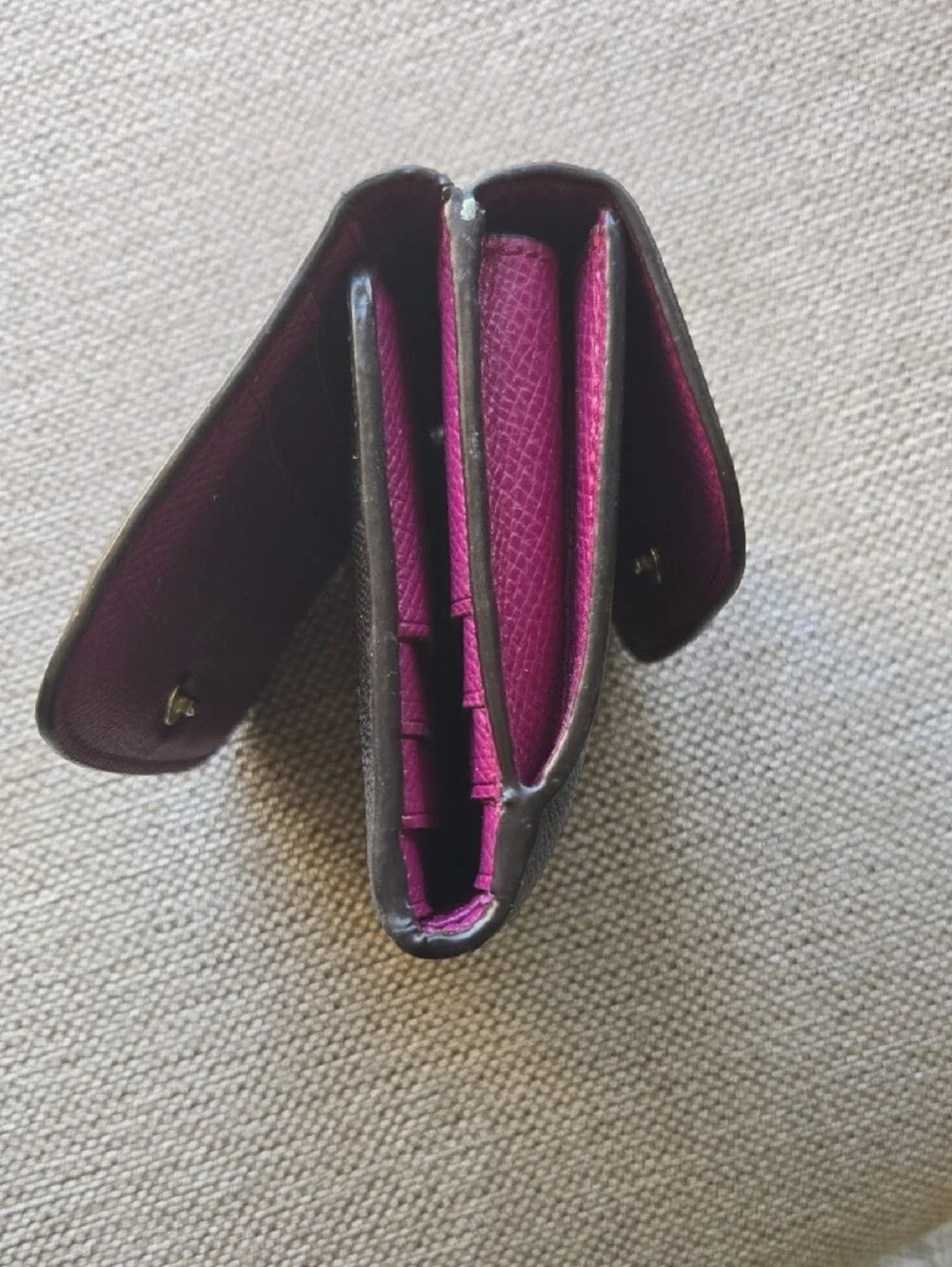 Coach Two-Tone Leather Card Holder - Purple & Black